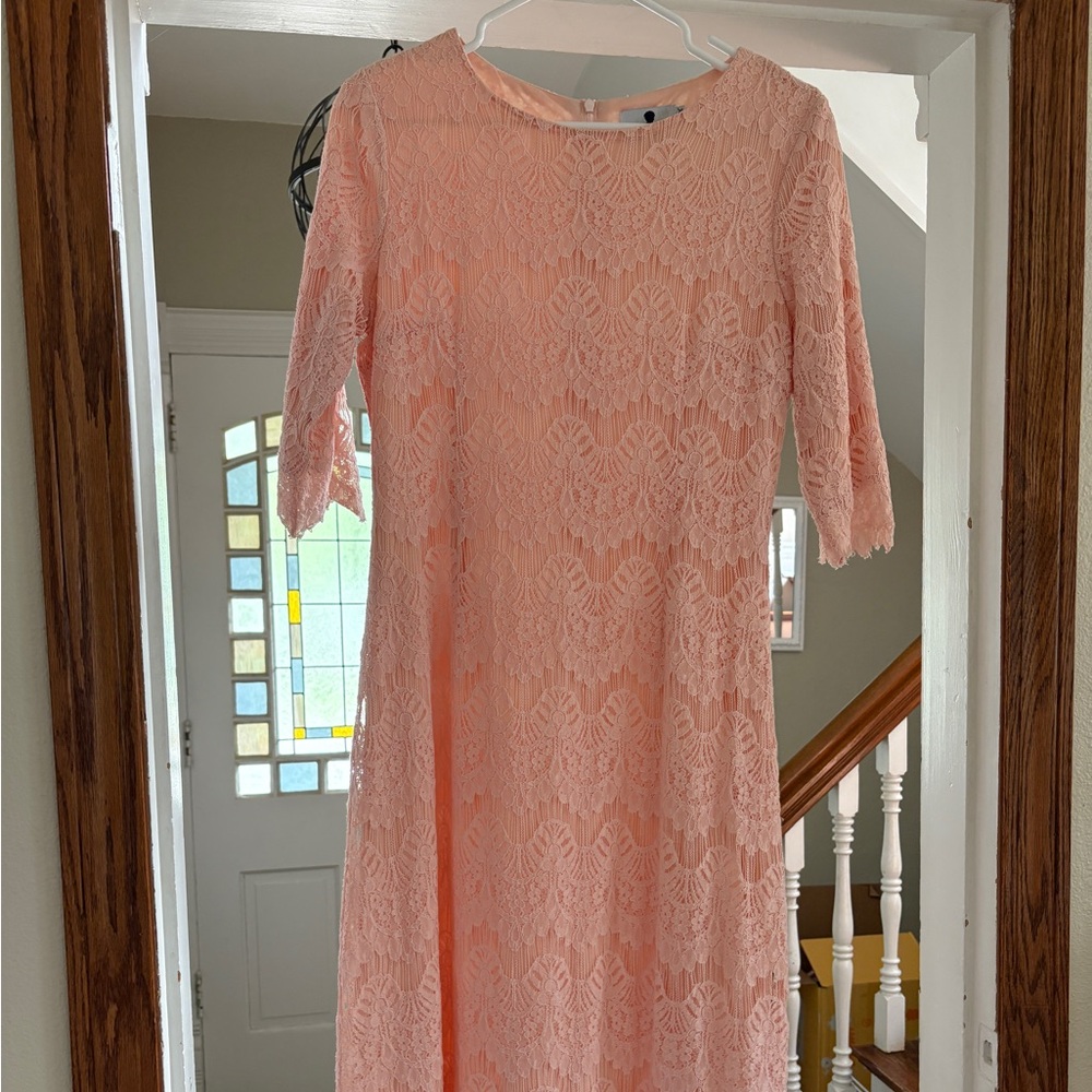 Dainty Jewells Pink Sheath Midi Dress with Flutter Sleeves